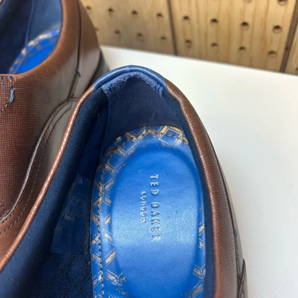 Ted Baker Brown Leather Oxfords with Blue Laces